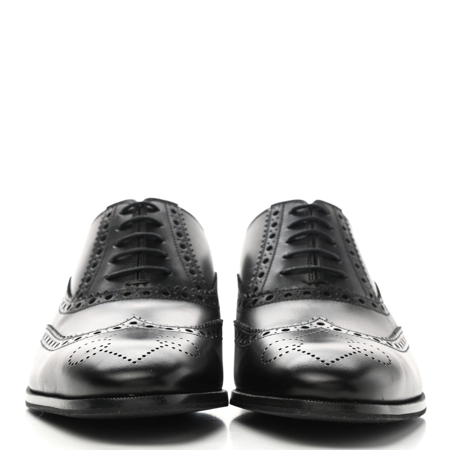 Gucci Calfskin Miro Soft Web Mens Spirit Wingtip Oxfords 6 Black 2 of 8