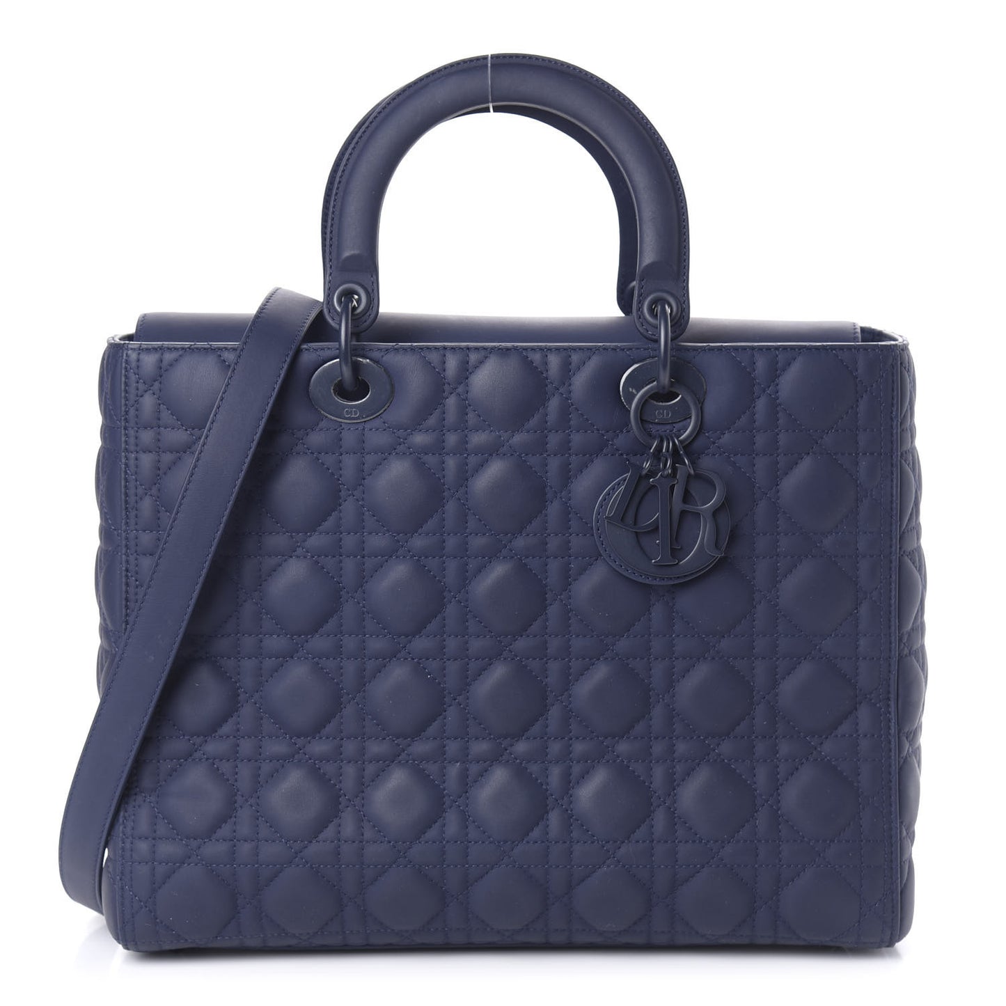 Ultra Matte Calfskin Cannage Large Lady Dior Blue