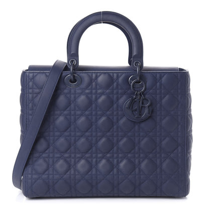 Christian Dior Ultra Matte Calfskin Cannage Large Lady Dior Blue 1 of 12
