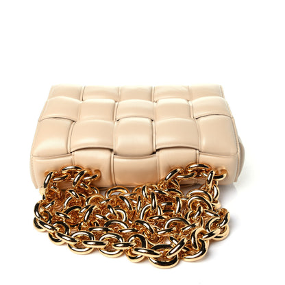 Bottega Veneta Lambskin Maxi Intreccio Padded Chain Cassette Crossbody Bag Porridge 9 of 12