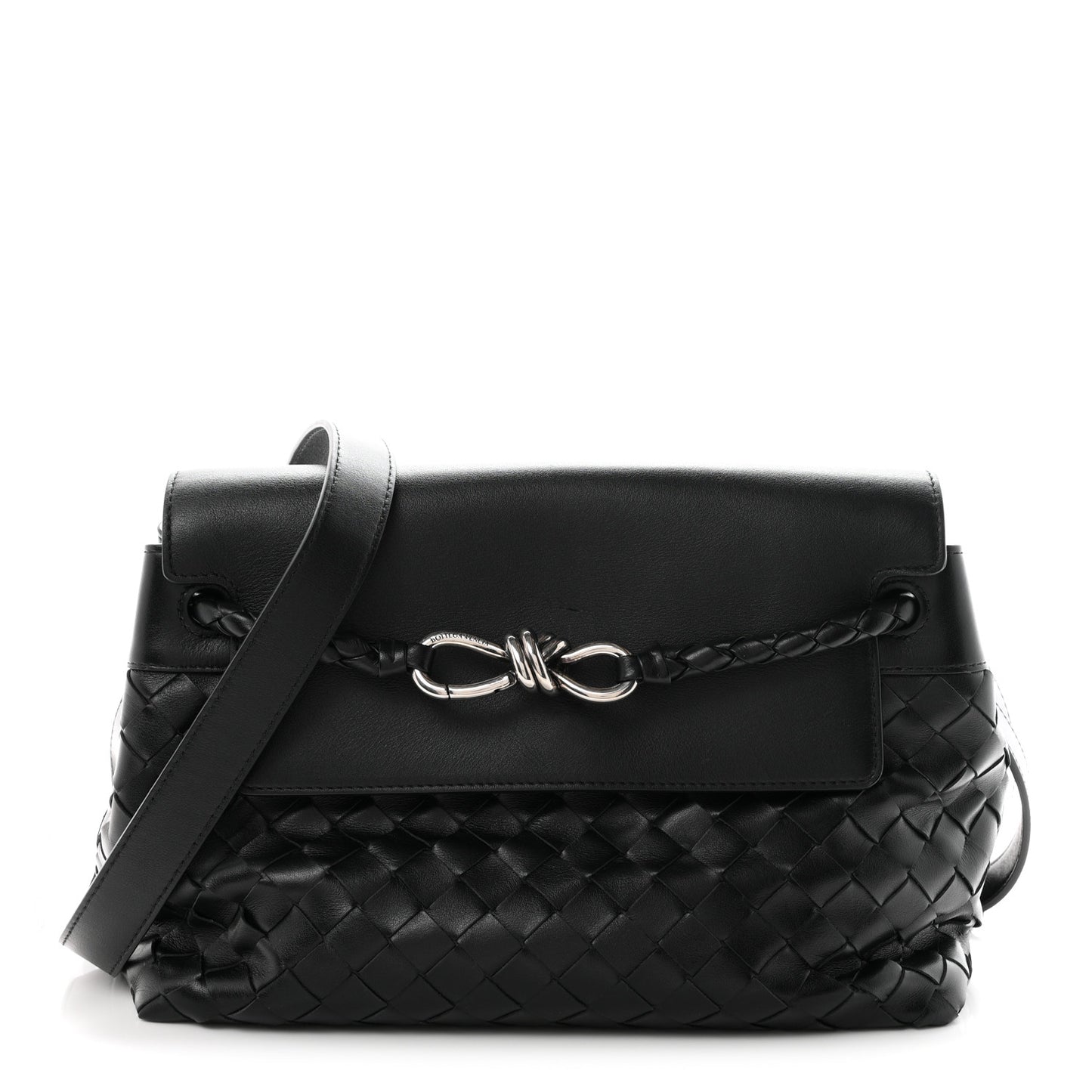 Calfskin Intrecciato Small Andiamo Messenger Bag Black