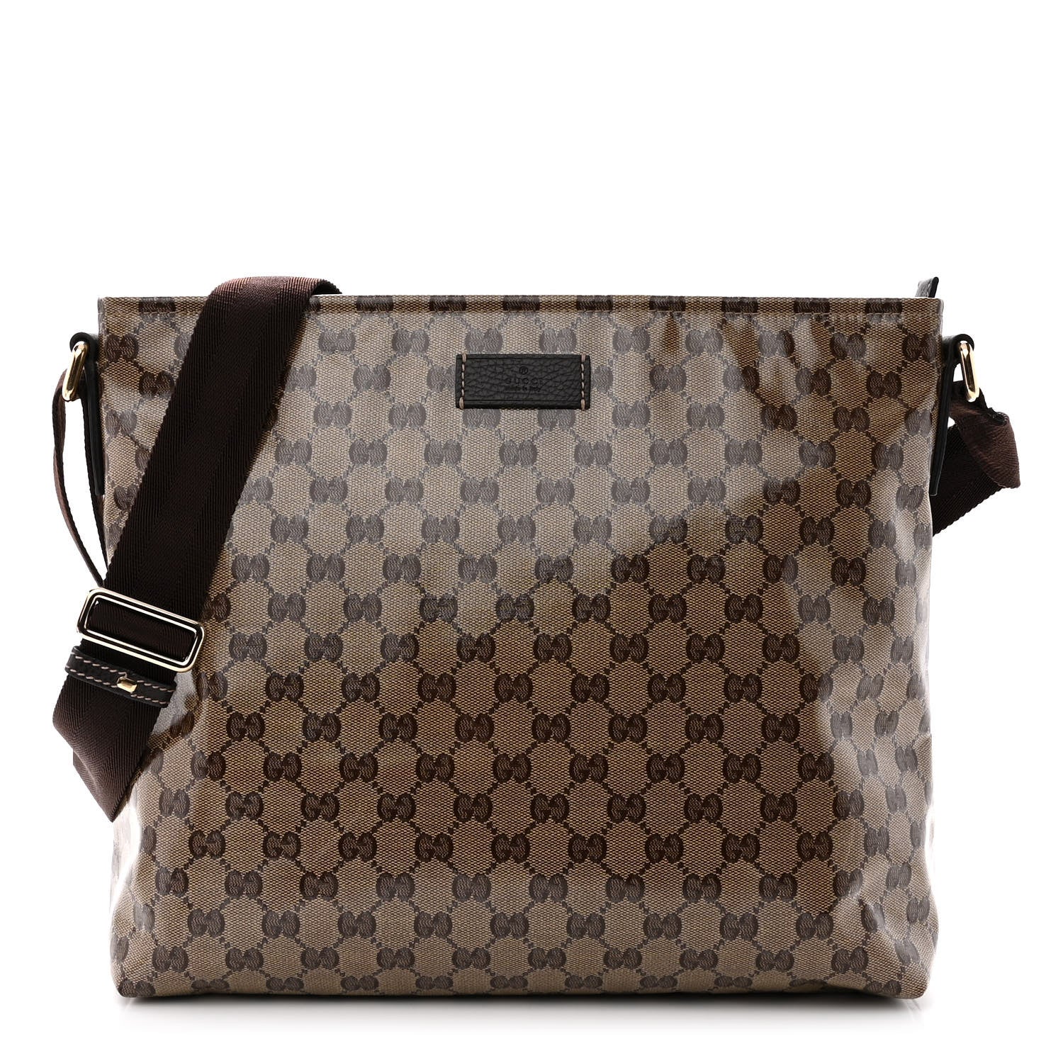 Gucci Crystal Monogram Large Flat Messenger Bag Dark Brown 1 of 9