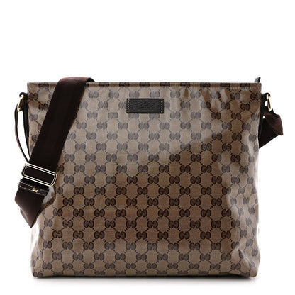 Gucci Crystal Monogram Large Flat Messenger Bag Dark Brown 1 of 9