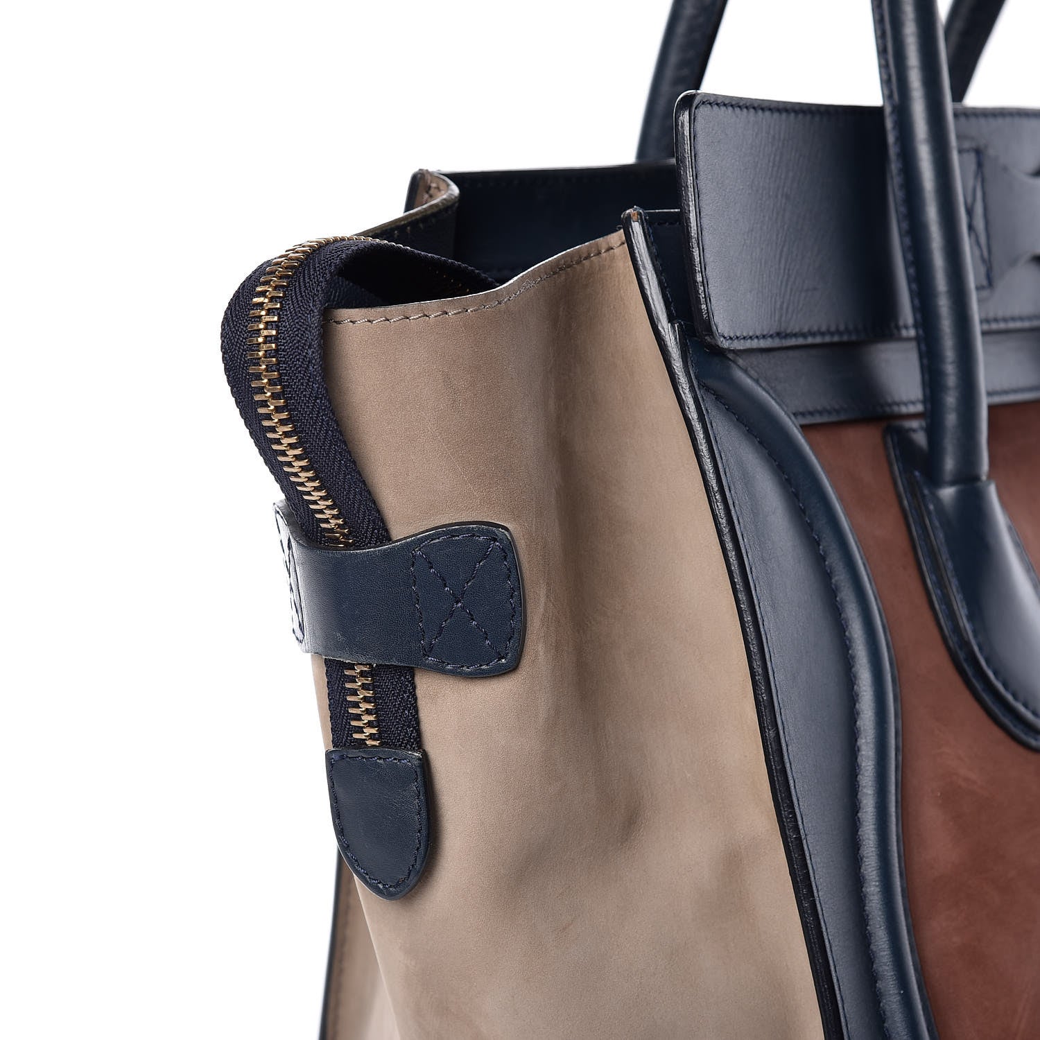 Celine Nubuck Smooth Calfskin Mini Tri-Color Luggage Marron 26 of 30