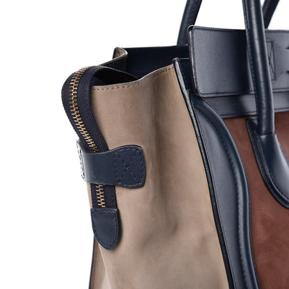 Celine Nubuck Smooth Calfskin Mini Tri-Color Luggage Marron 26 of 30