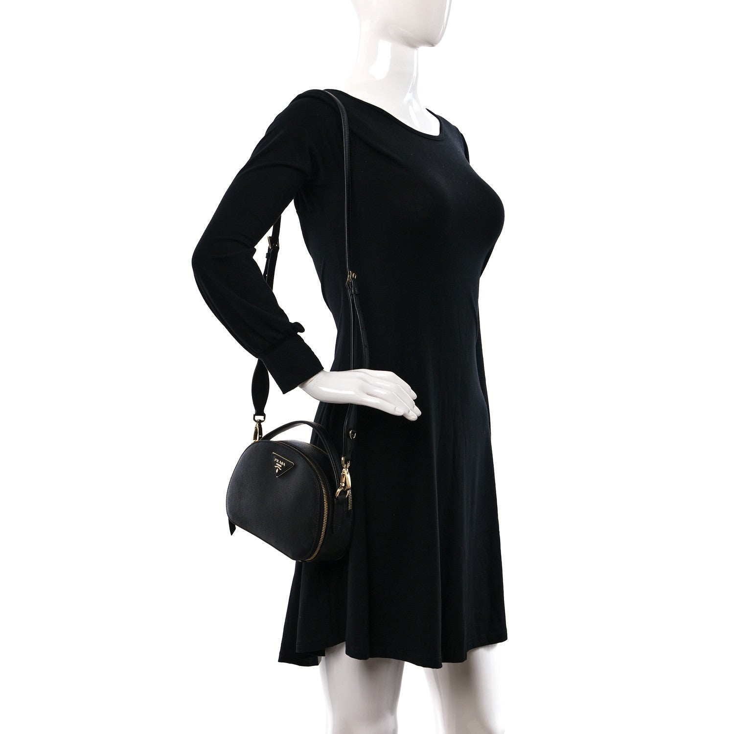 Prada Saffiano Lux Odette Crossbody Black 2 of 8