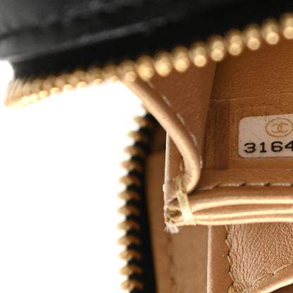 Chanel Lambskin Metal Quilted Extra Mini Vanity Case With Chain Black Gold 7 of 11