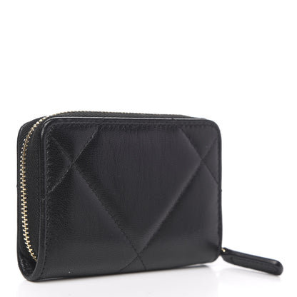 Chanel Lambskin Quilted Chanel 19 Zip Around Coin Purse Wallet Black 2 of 8