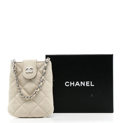 Chanel Lambskin Quilted Phone Holder On Chain White 9 of 9