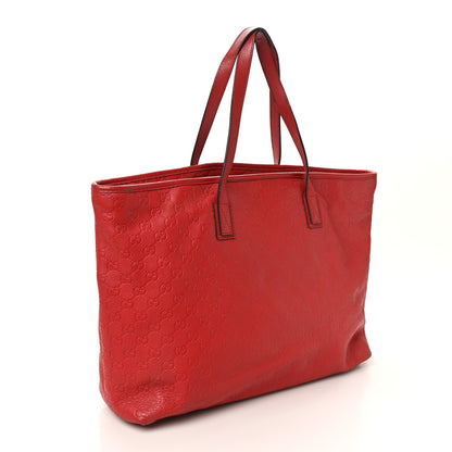 Gucci Guccissima Large Zippered Shopping Tote Red 3 of 10