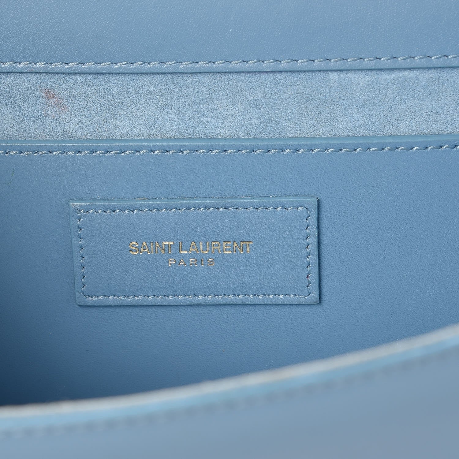 Saint Laurent Calfskin Classic Monogram Tassel Clutch Blue Glacier 7 of 10