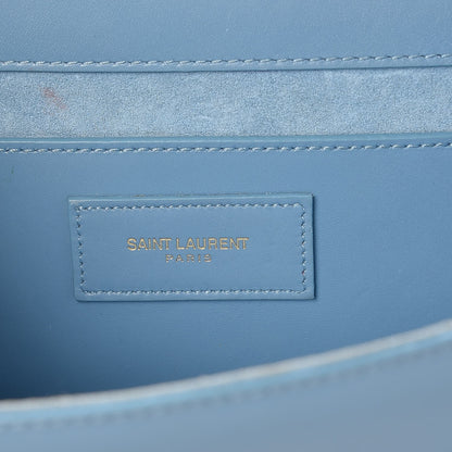 Saint Laurent Calfskin Classic Monogram Tassel Clutch Blue Glacier 7 of 10