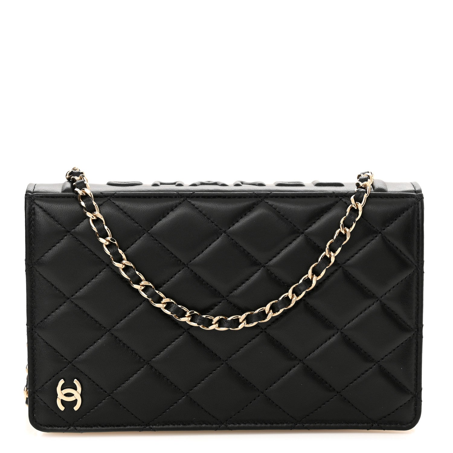Chanel Lambskin Quilted Book Wallet On Chain WOC Black 1 of 12