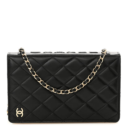 Chanel Lambskin Quilted Book Wallet On Chain WOC Black 1 of 12