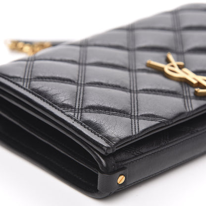 Saint Laurent Lambskin Diamond Quilted Becky Chain Wallet Black 7 of 10