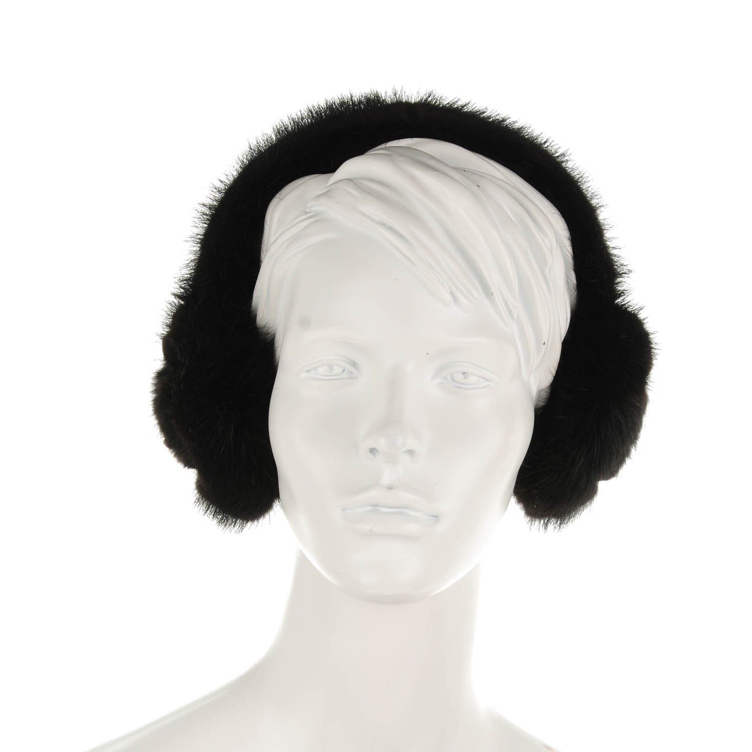 Louis Vuitton LOUIS VUITTON Mink Fur Vision Earmuffs Black 2 of 7