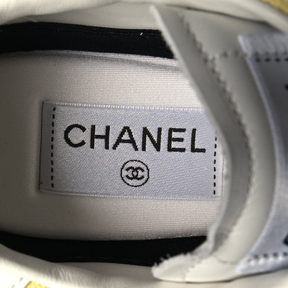 Chanel Cotton Sneakers 40 Yellow White 8 of 9