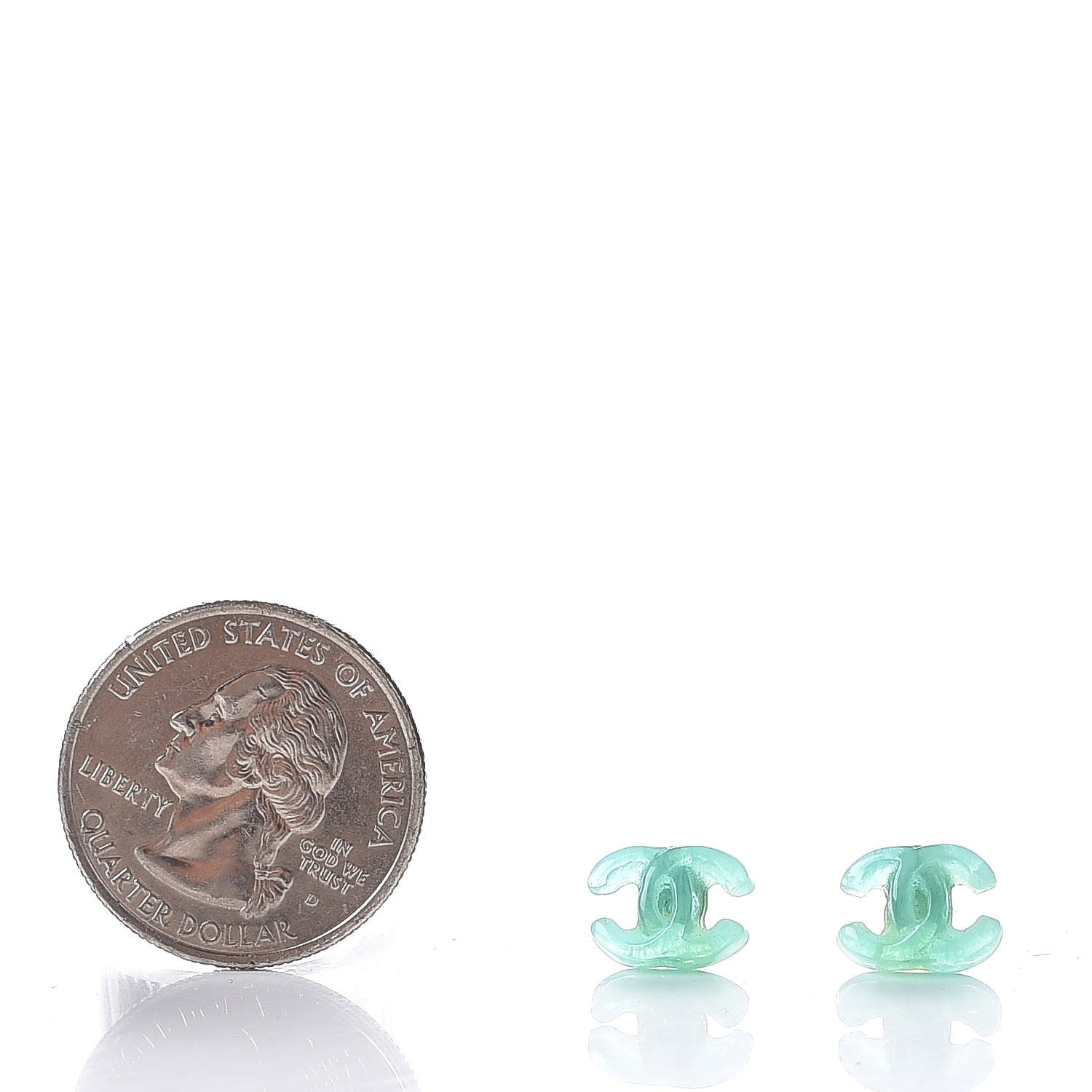 Chanel Resin Mini CC Earrings Light Green 2 of 6