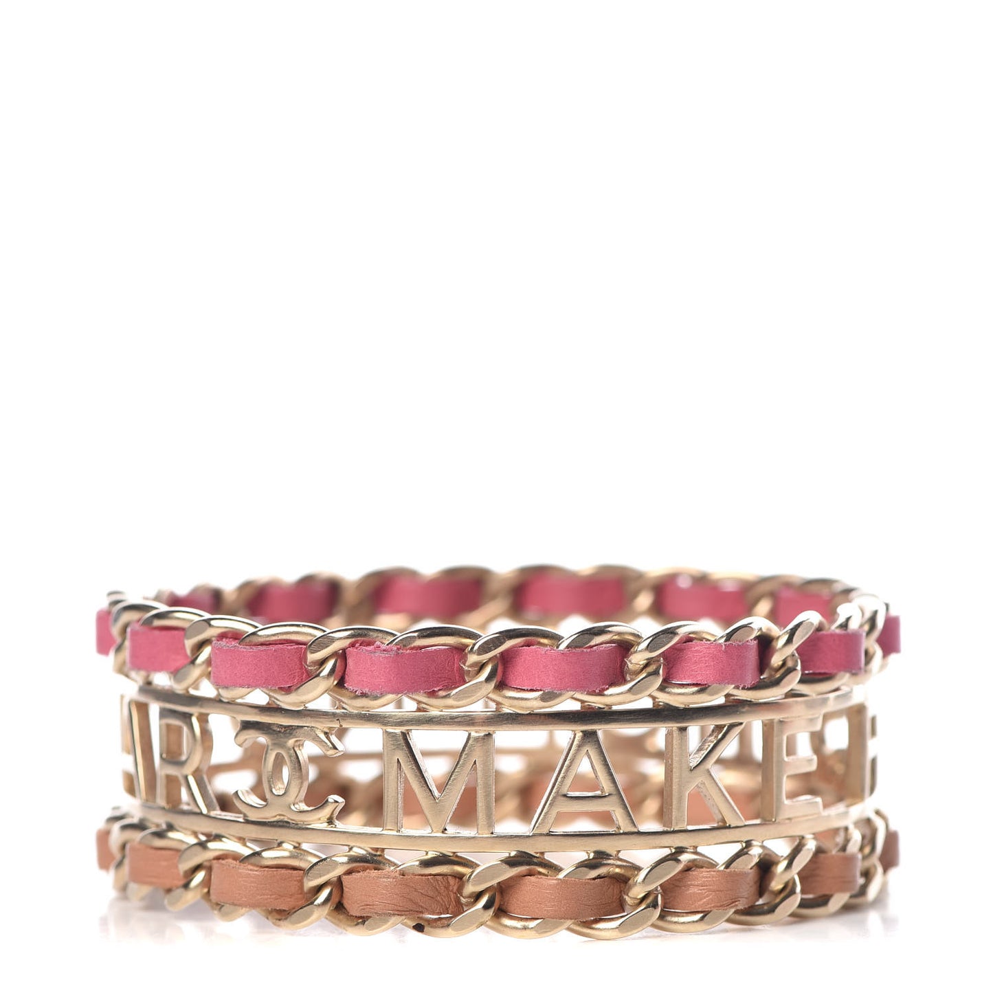 Lambskin Chain Bangle Pink Gold