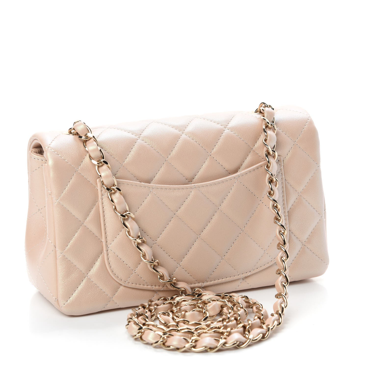 Chanel Iridescent Calfskin Quilted Mini Rectangular Flap Beige 3 of 11