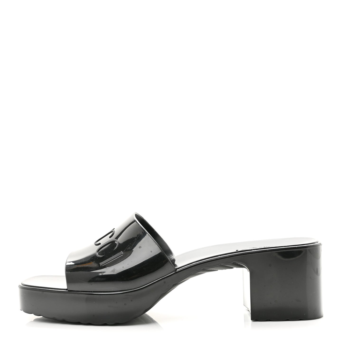 Rubber Gucci Logo Womens Platform 20/60mm Slide Sandals 38 Black