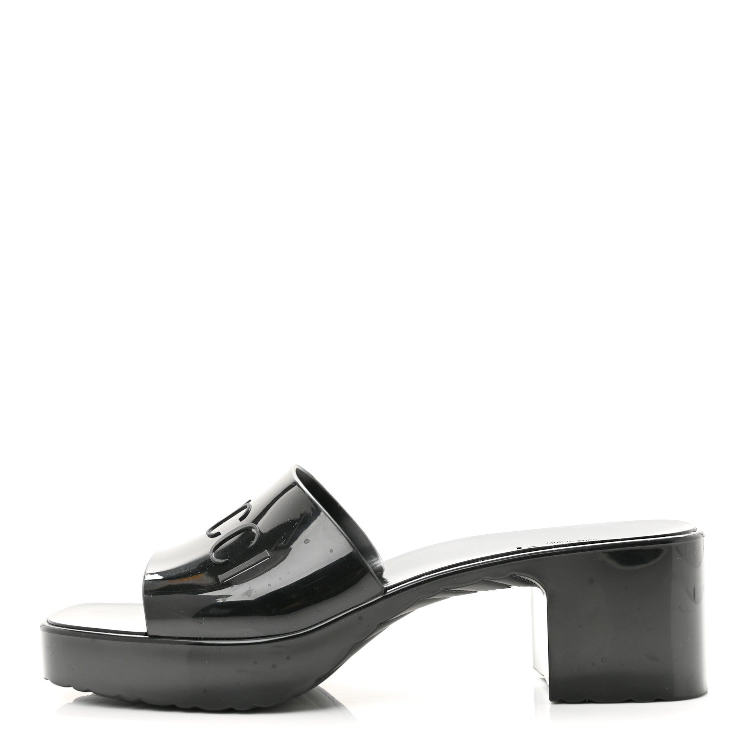 Gucci Rubber Gucci Logo Womens Platform 20/60mm Slide Sandals 38 Black 1 of 10