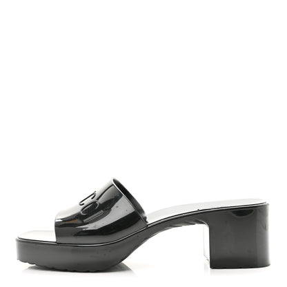 Gucci Rubber Gucci Logo Womens Platform 20/60mm Slide Sandals 38 Black 1 of 10