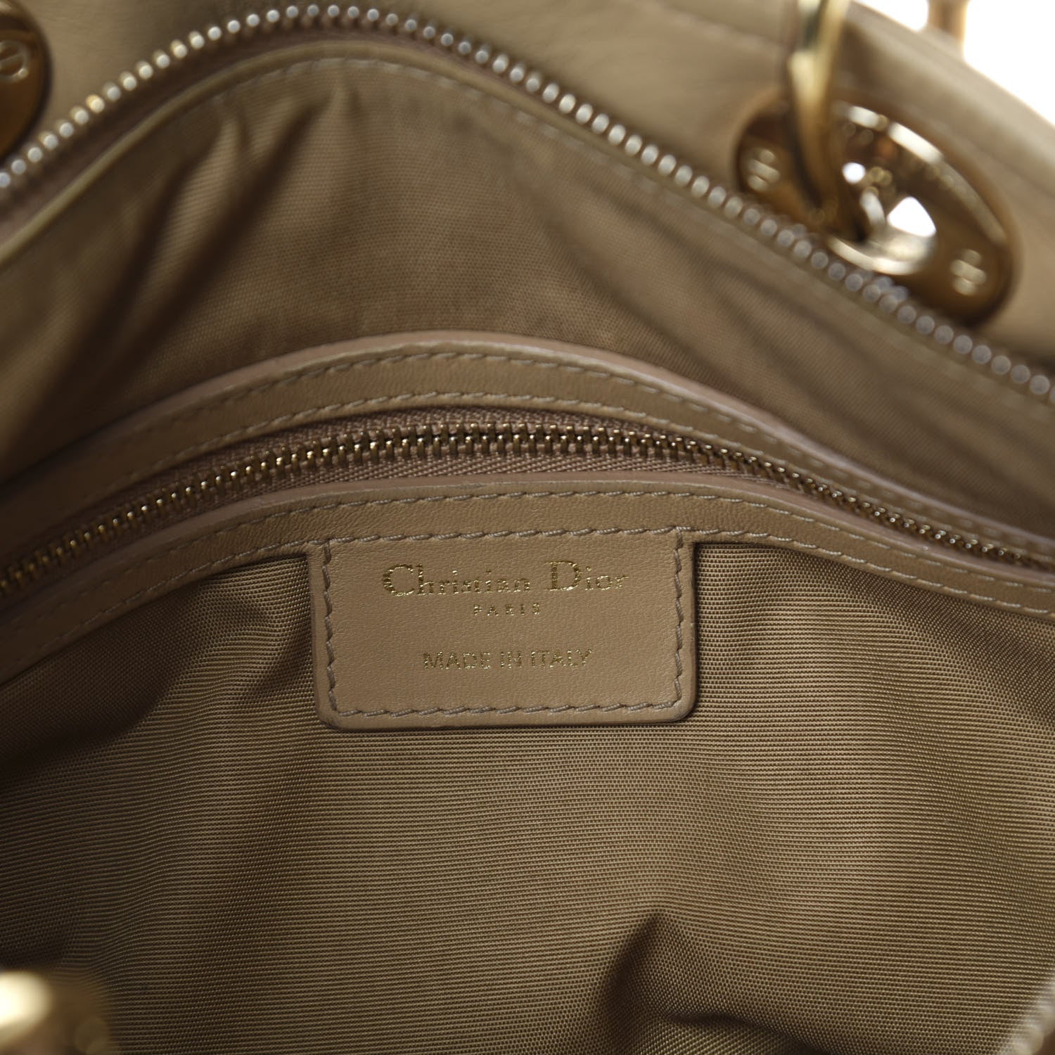 Christian Dior Lambskin Cannage Granville Polochon Beige 8 of 12