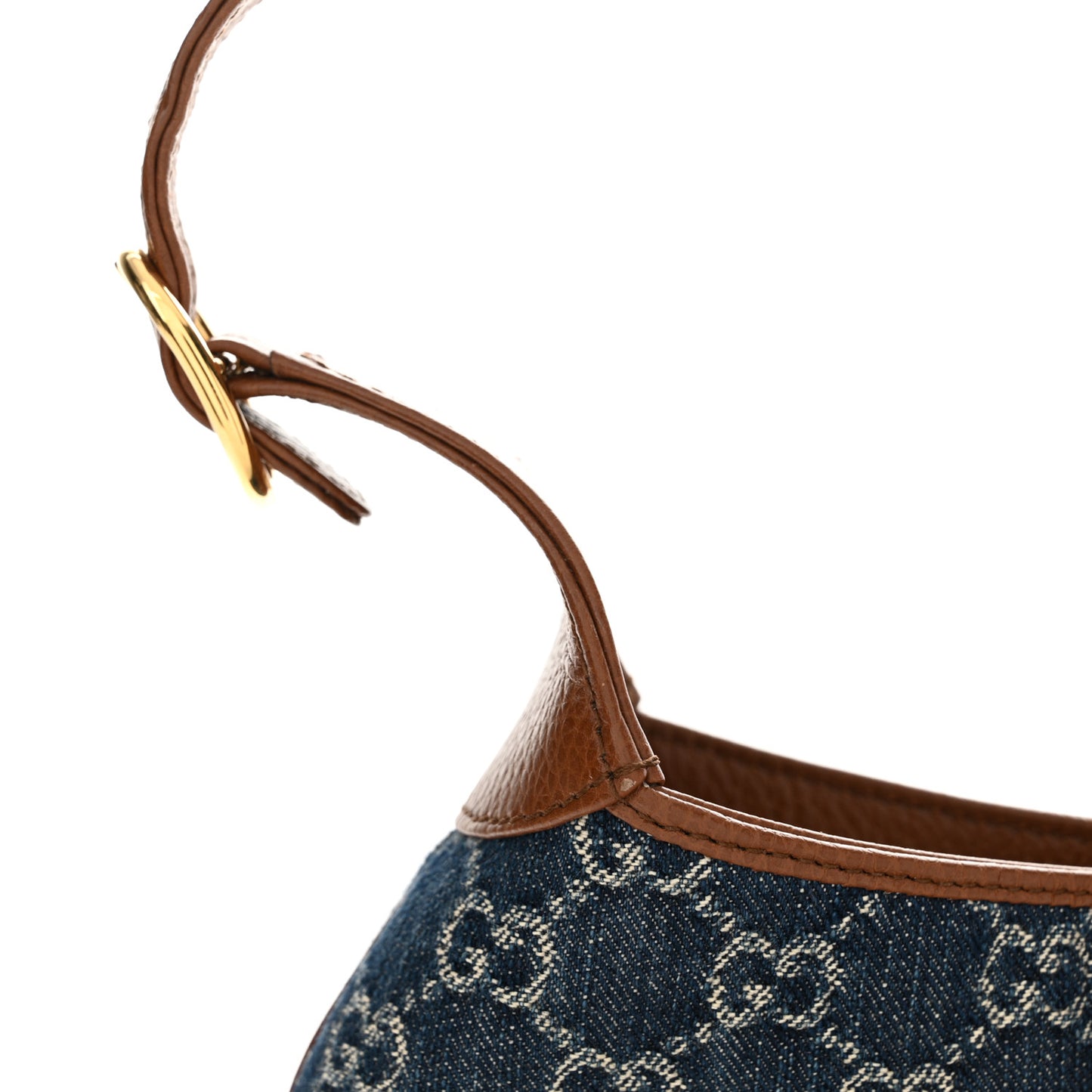 New Denim GG Monogram Calfskin Small Jackie 1961 Hobo Blue Tea Cuir