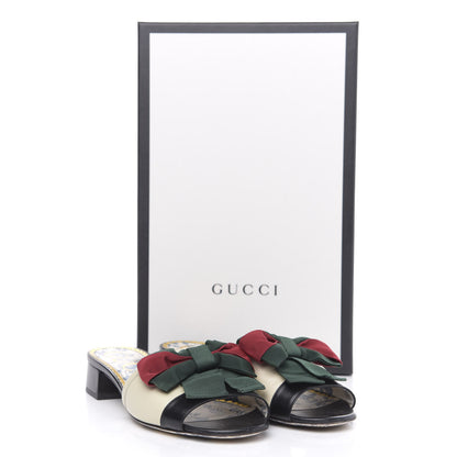 Gucci Malaga Kid Sackville Web Bow Slide Sandals 36 White 10 of 10