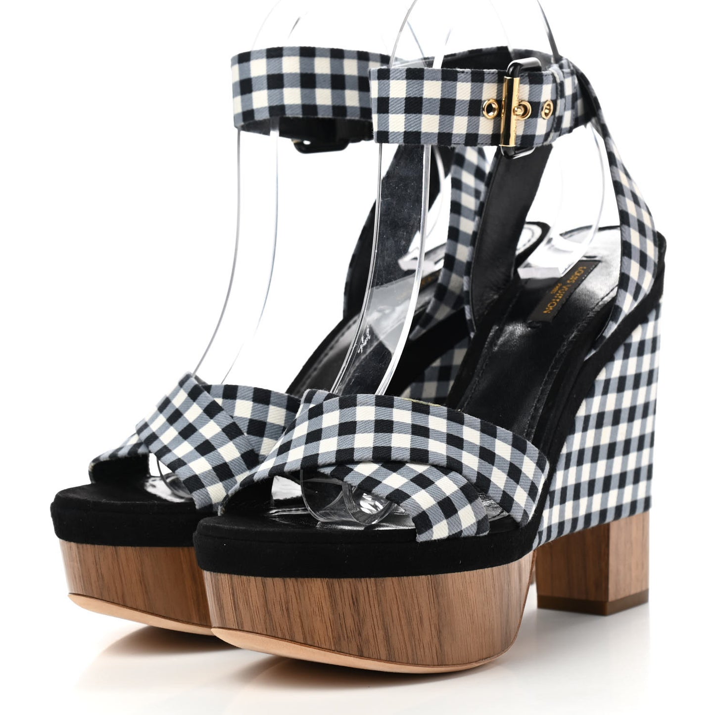 Gingham Platform Sandal 40 Black White