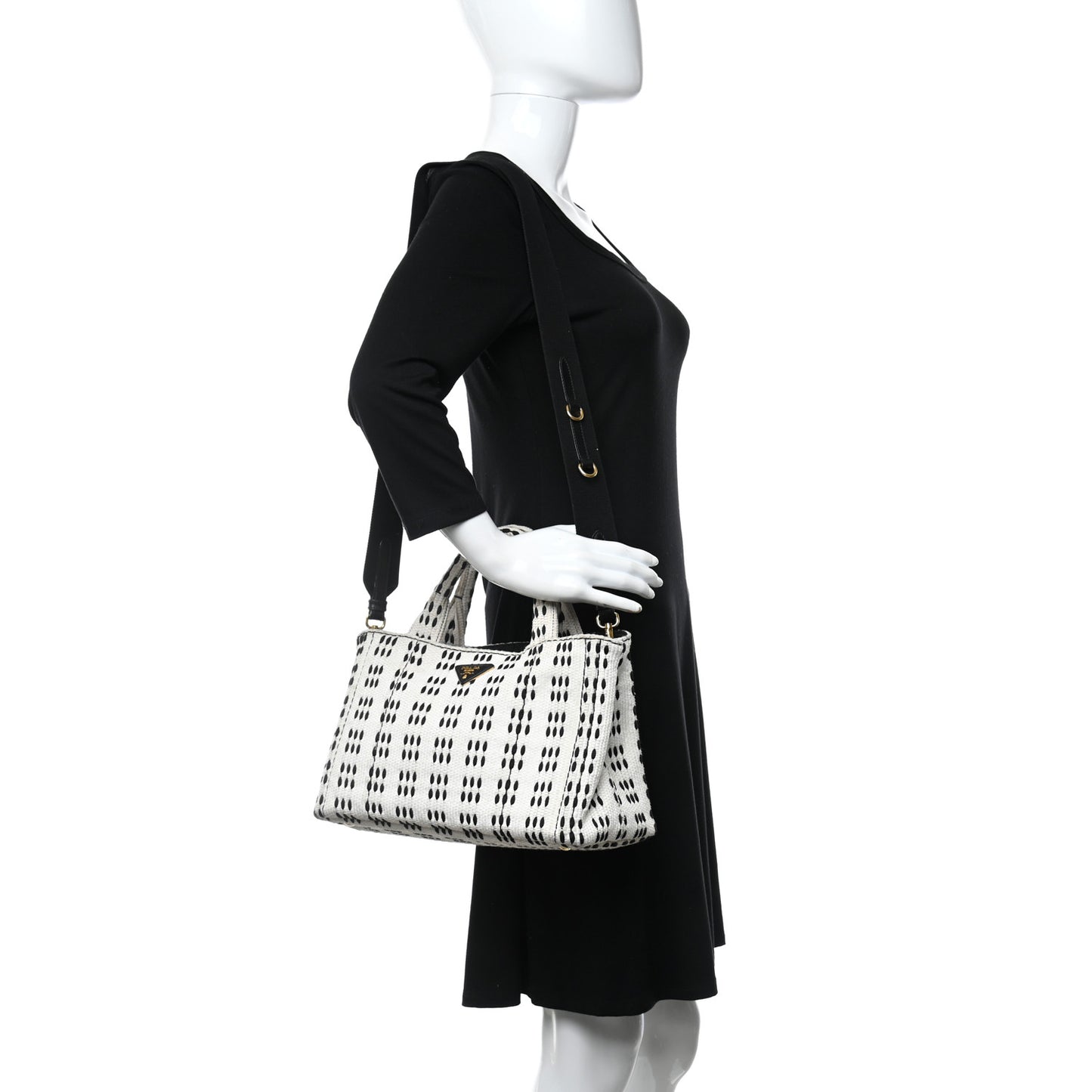 Canapa Woven Tote White Black
