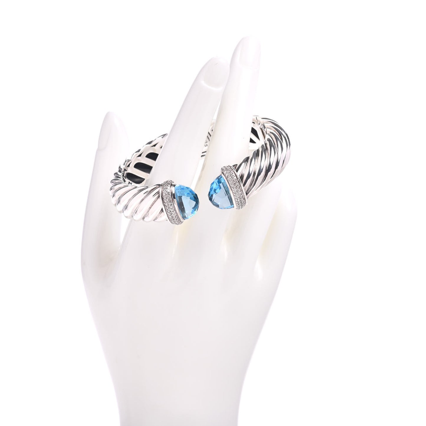 Sterling Silver Blue Topaz Diamond 18mm Waverly Bracelet