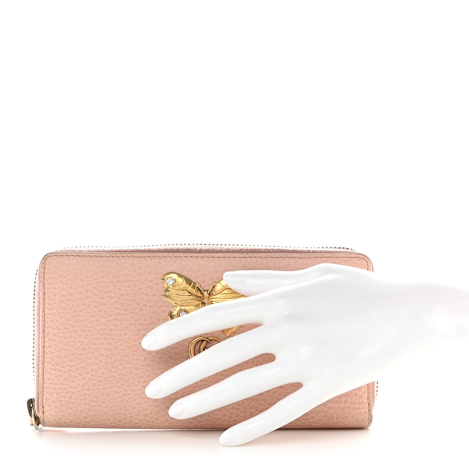 Gucci Calfskin Butterfly Farfalla Zip Around Wallet Perfect Pink 2 of 12