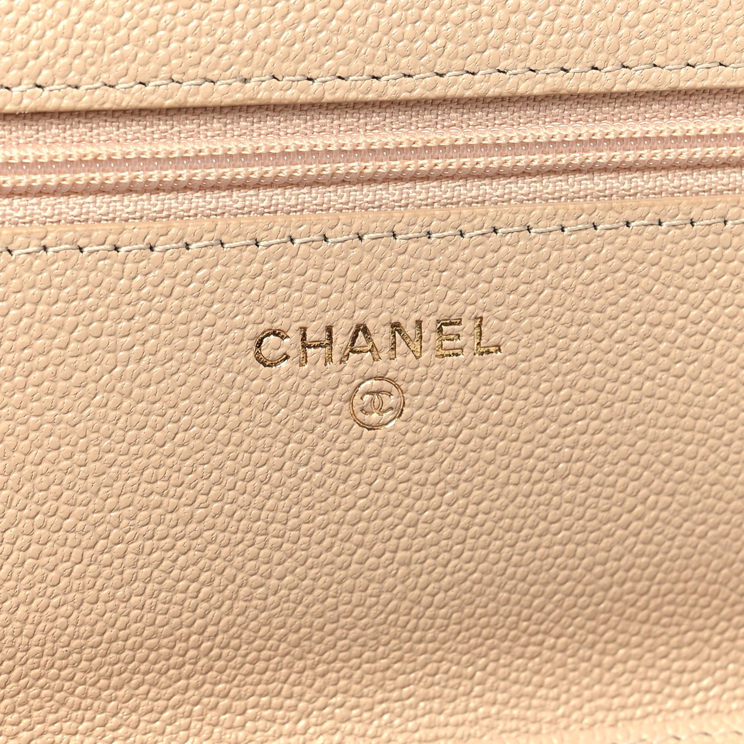 Caviar Quilted Golden Class Wallet On Chain WOC Light Beige