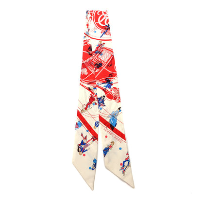 Hermes Silk Ex-Libris Les Parisiennes Twilly Crème Rouge Bleu 2 of 4