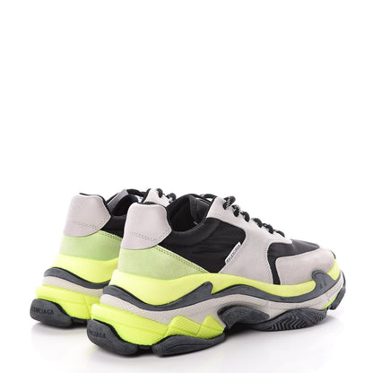 Balenciaga Nylon Suede Mens Triple S 2.0 Sneakers 42 Gris Black Jaune Fluo 4 of 12