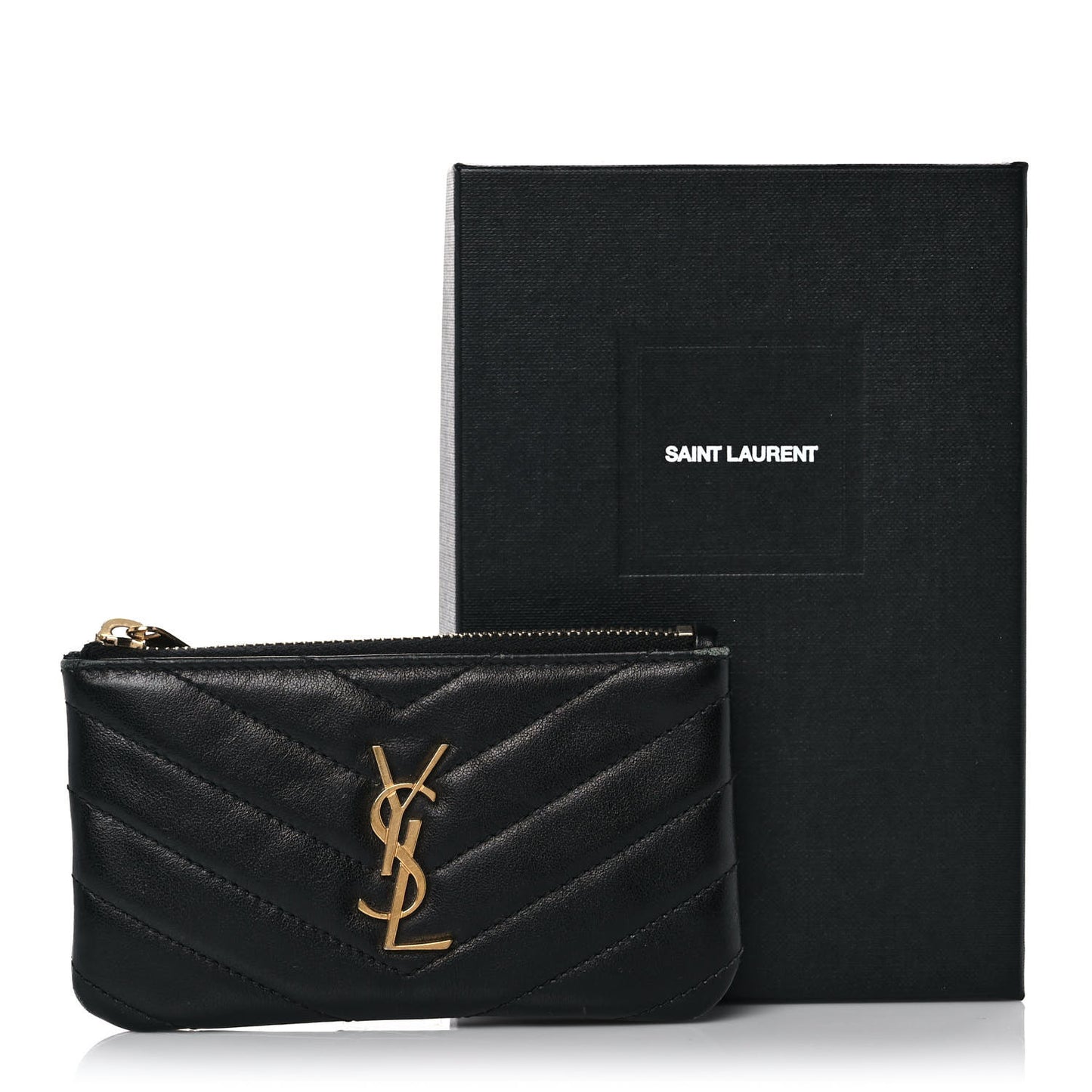 Calfskin Matelasse Monogram Key Pouch Black