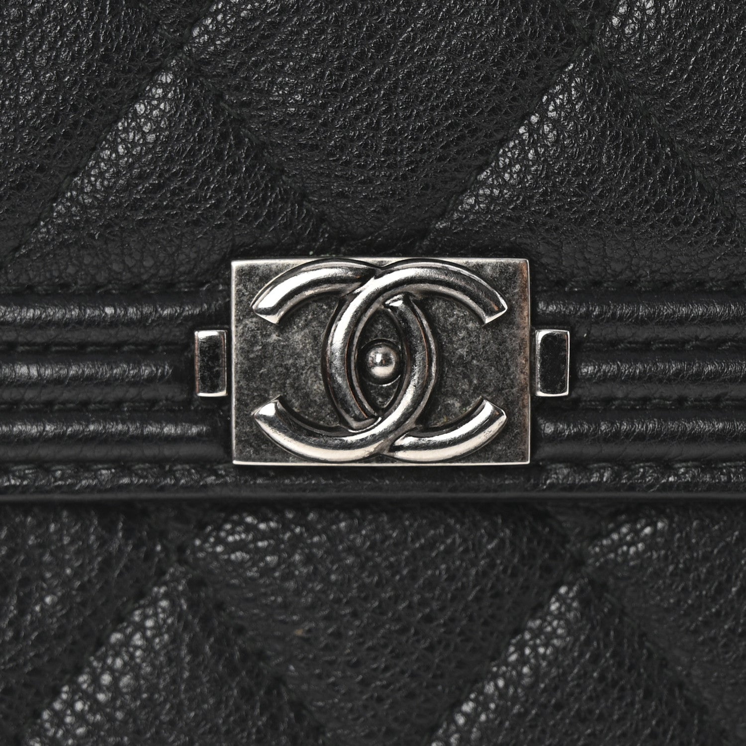 Chanel Calfskin Quilted Large Boy Gusset Flap Wallet Black 10 of 12