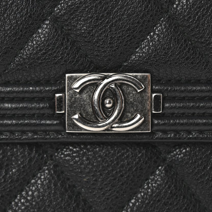 Chanel Calfskin Quilted Large Boy Gusset Flap Wallet Black 10 of 12