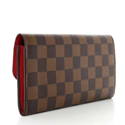 Louis Vuitton Damier Ebene Emilie Wallet Red 3 of 12