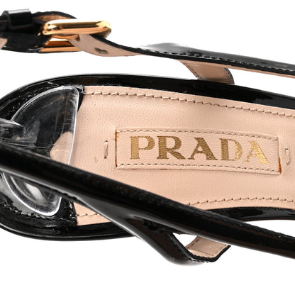 Prada Vernice Bow Slingback Pumps 37.5 Black 8 of 9