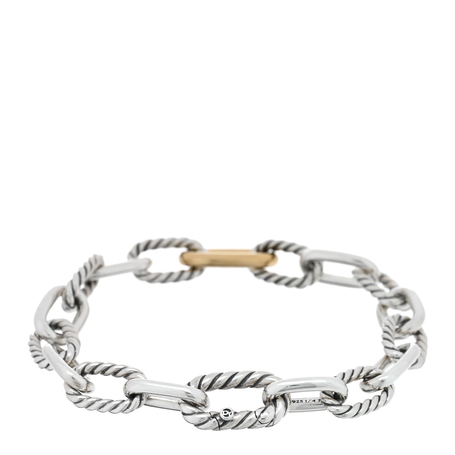 David Yurman Sterling Silver 18K Yellow Gold 8.5mm Madison Chain Bracelet 2 of 3
