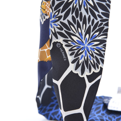 Hermes Silk The Three Graces Twilly Bleu Nuit Gold Black 4 of 4