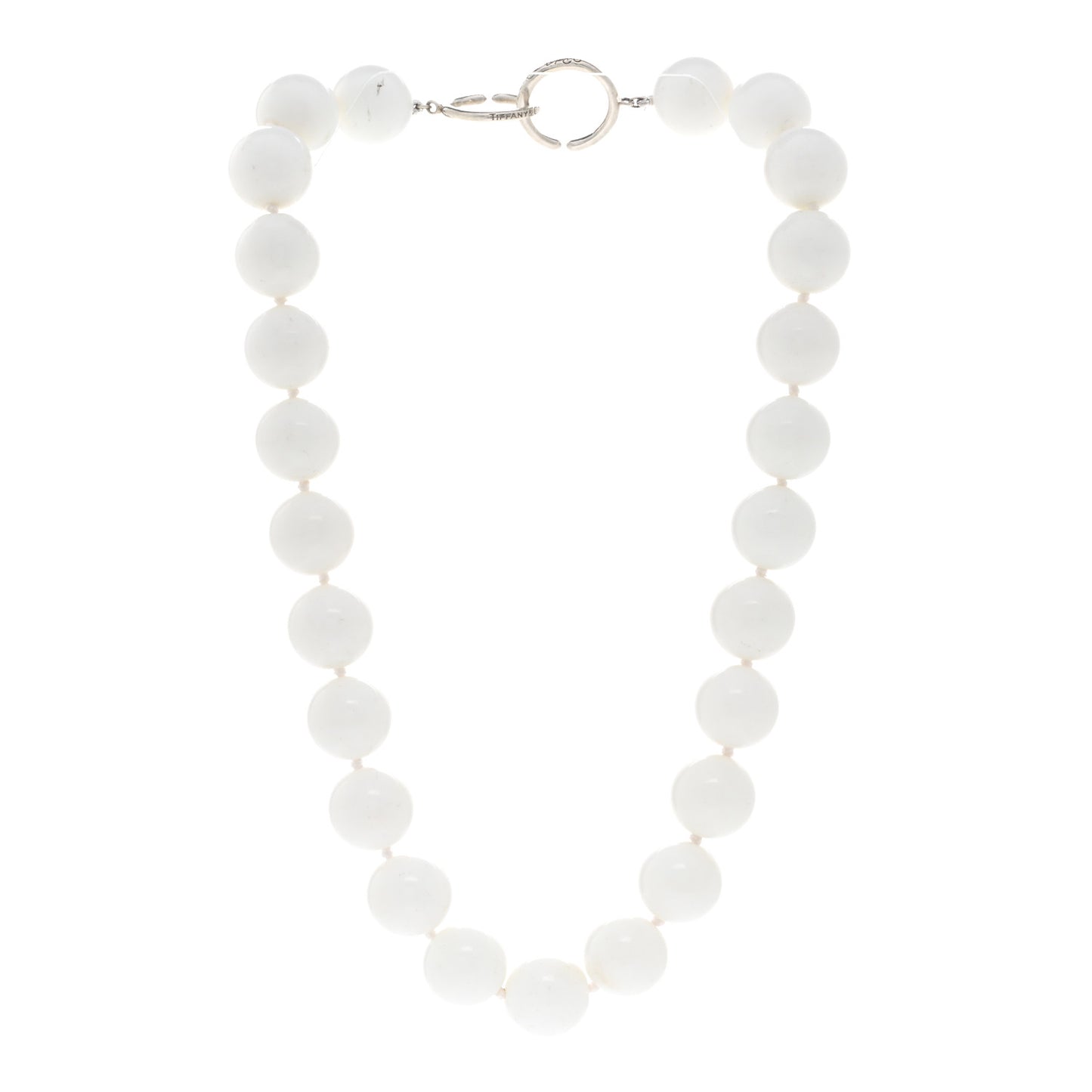 Sterling Silver White Agate 16mm Paloma Picasso Bead Necklace