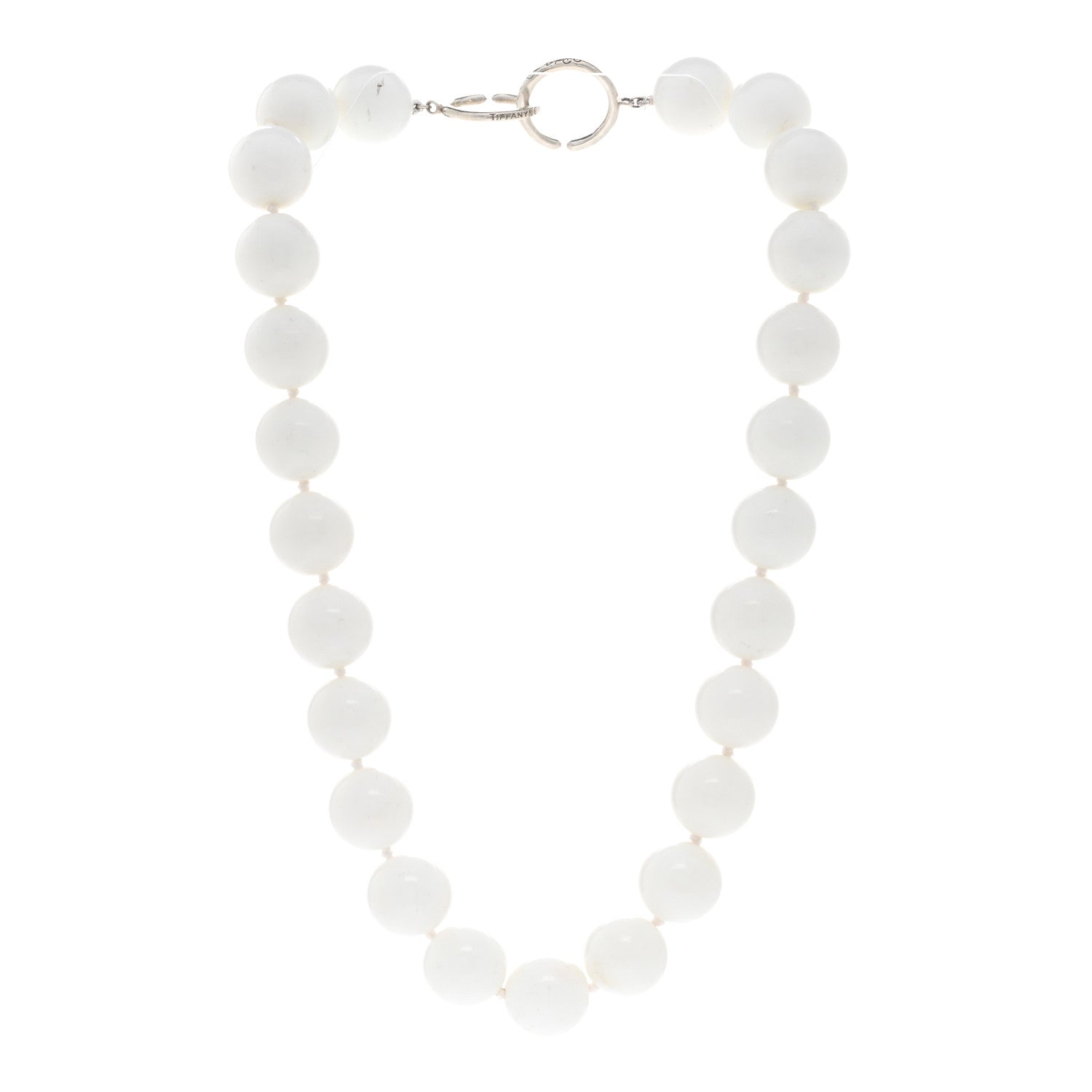 Tiffany Sterling Silver White Agate 16mm Paloma Picasso Bead Necklace 3 of 4