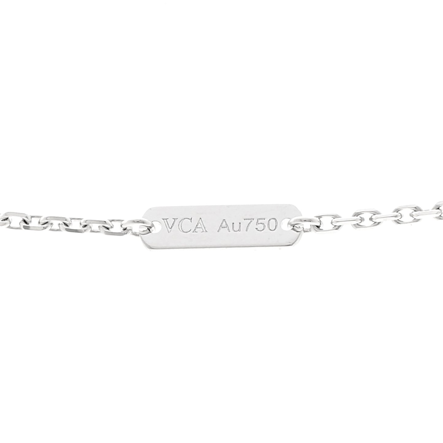 18K White Gold Chalcedony Vintage Alhambra Pendant Necklace