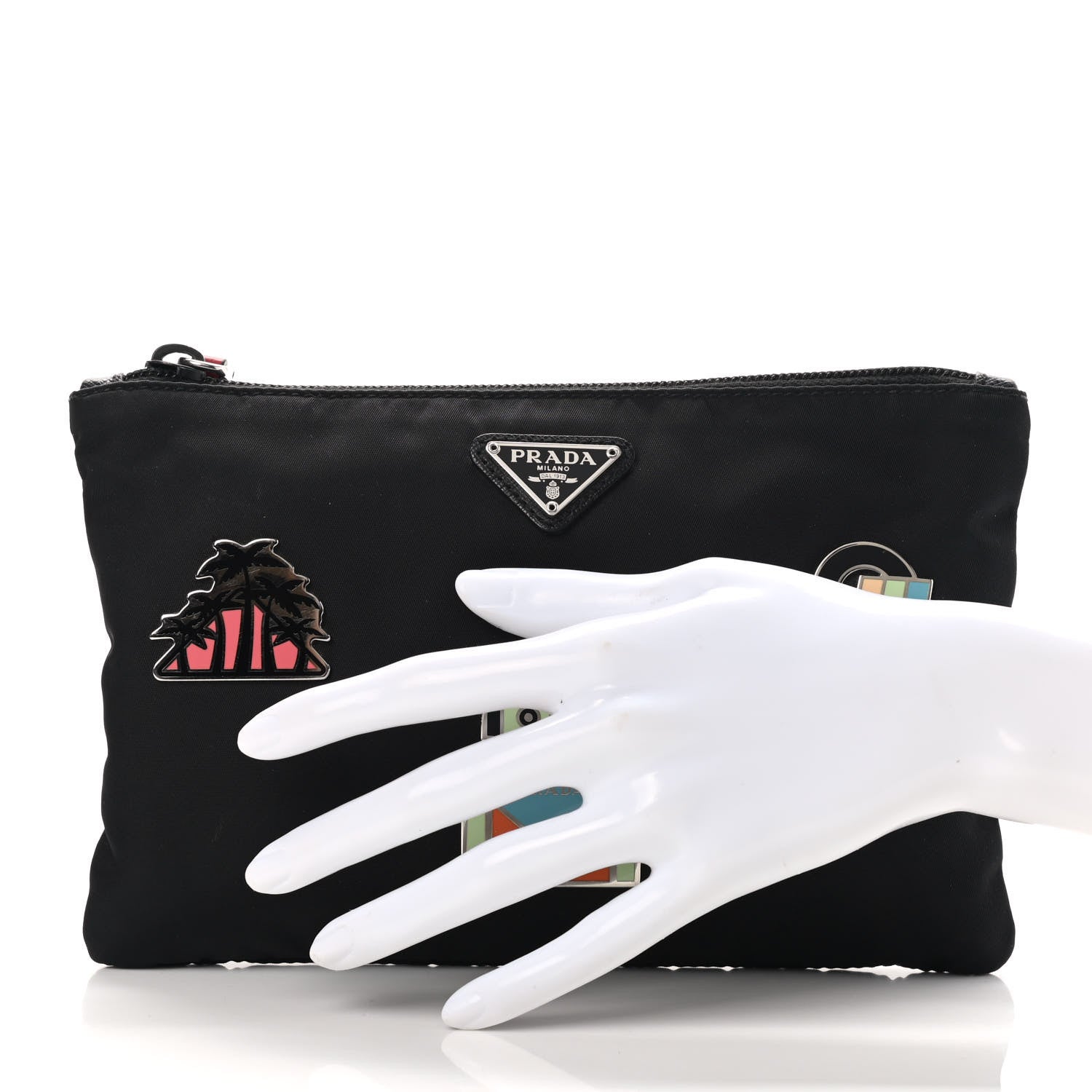 Prada Tessuto Nylon Smalto Pouch Black 2 of 9