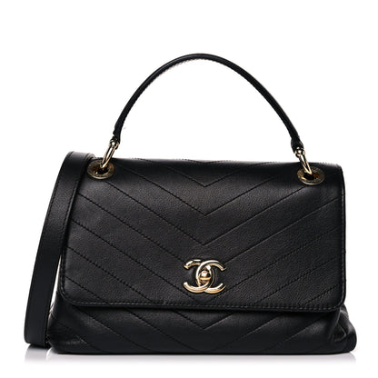 Chanel Grained Calfskin Small Chevron Chic Top Handle Flap Black 1 of 17
