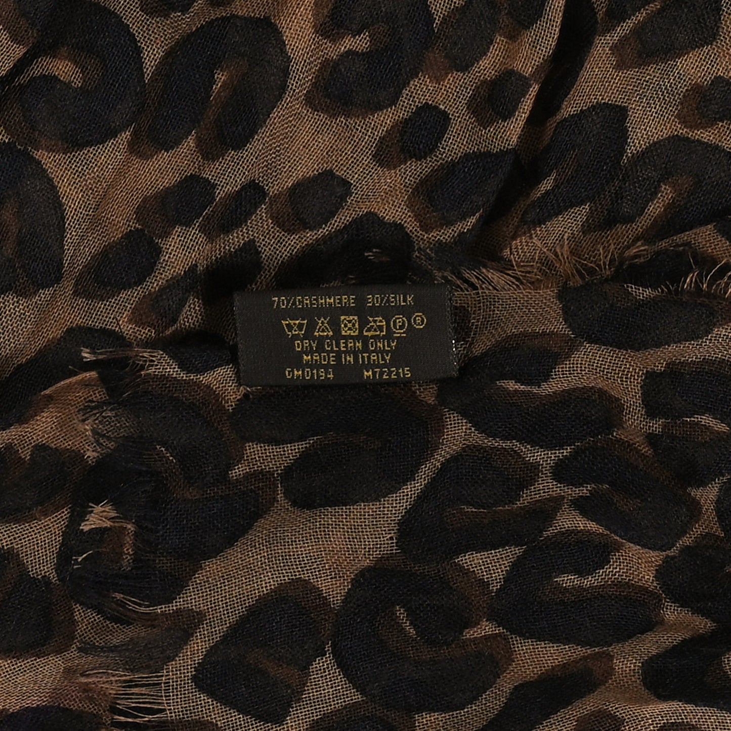 Cashmere Silk Leopard Etole Stole Marron